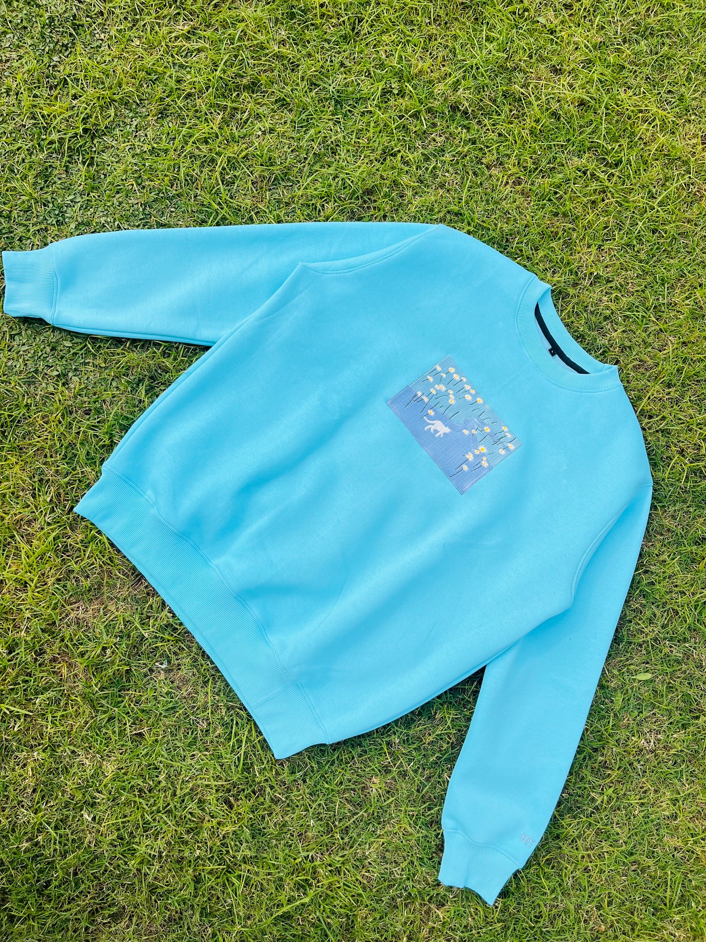 "Path to Peace" Embroidered Blue Sweatshirt