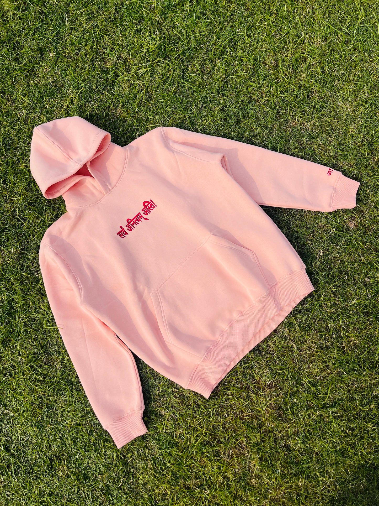 "Passage of Time" Embroidered Peach Hoodie