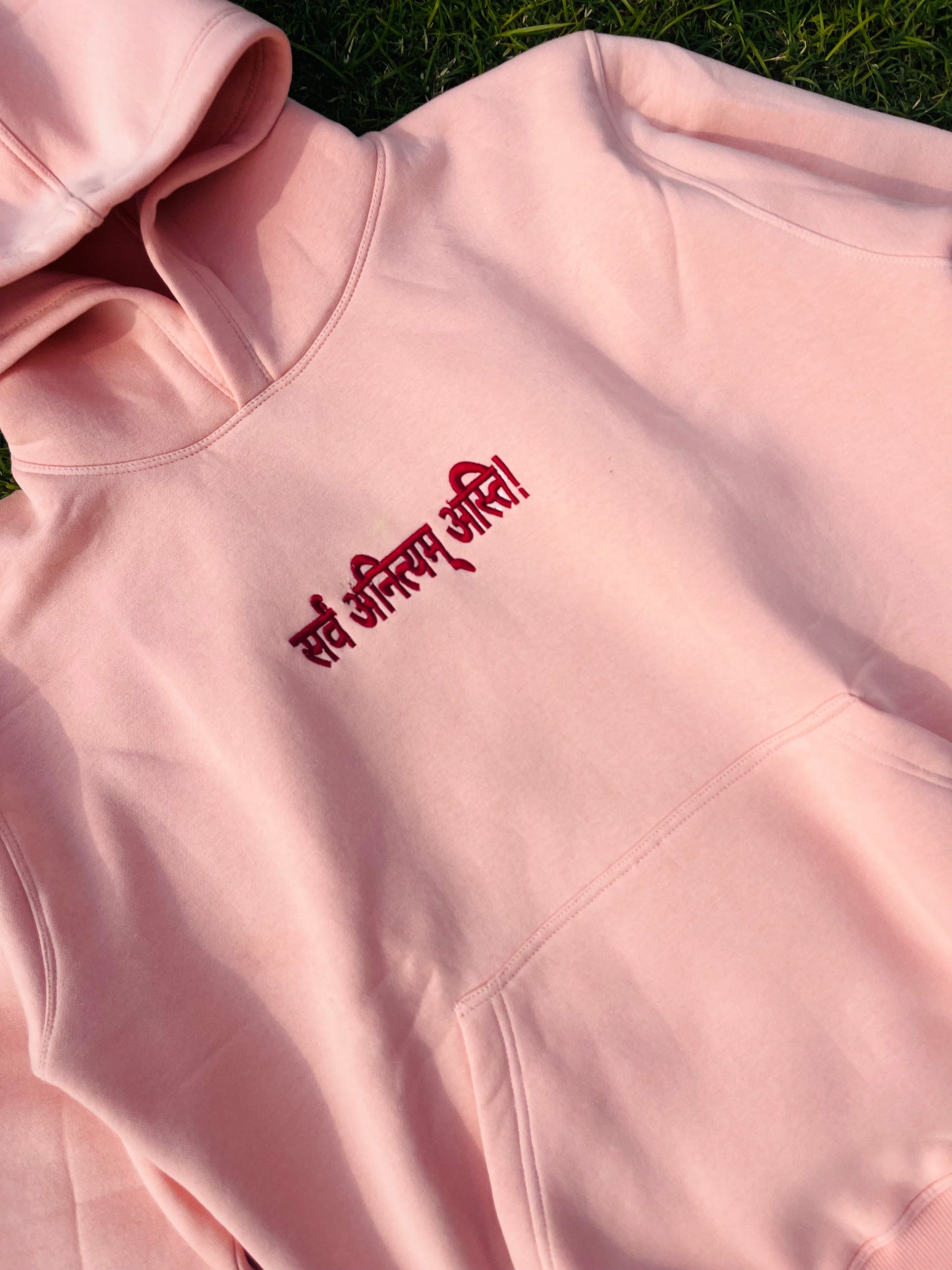 "Passage of Time" Embroidered Peach Hoodie