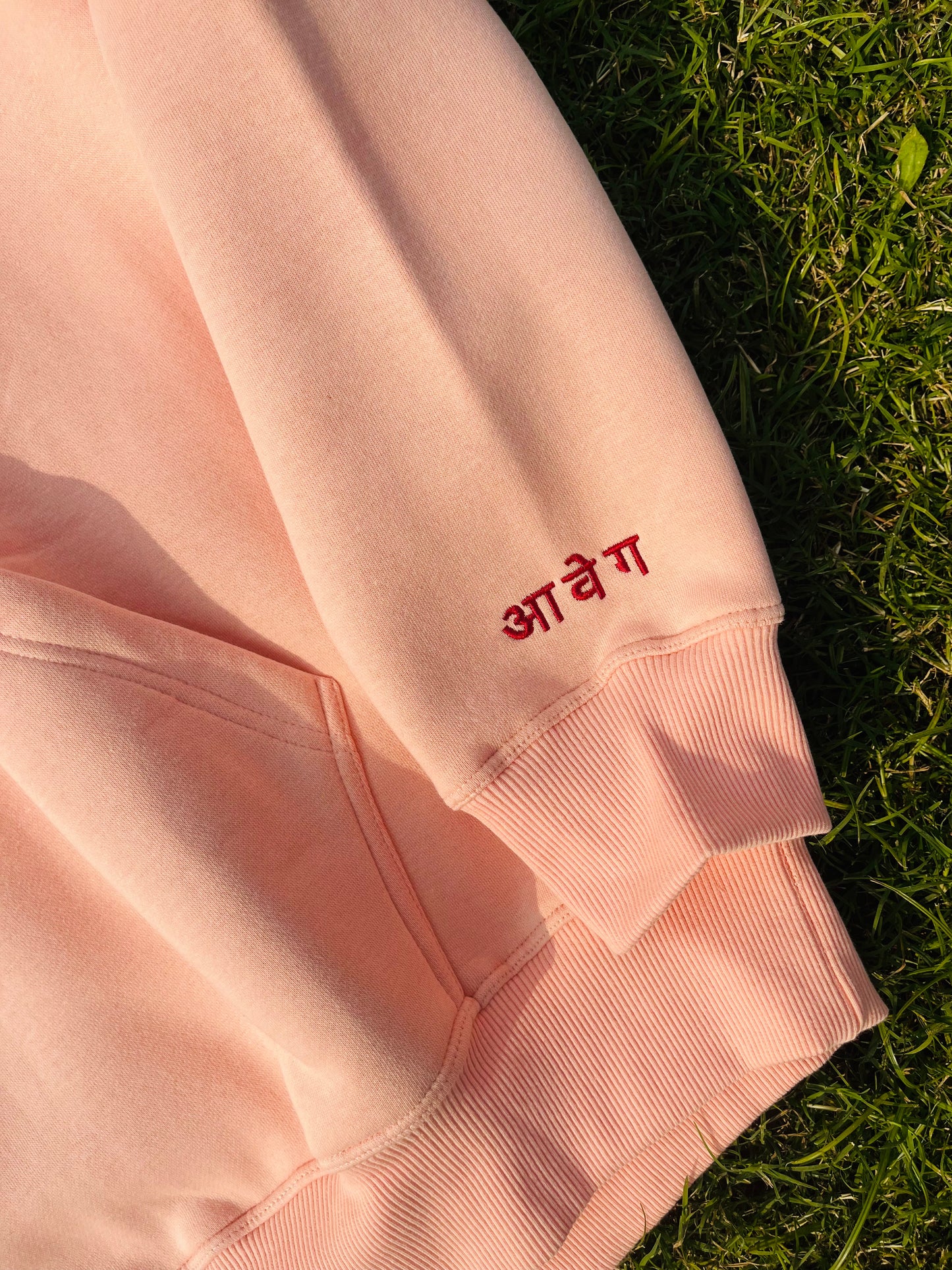 "Passage of Time" Embroidered Peach Hoodie