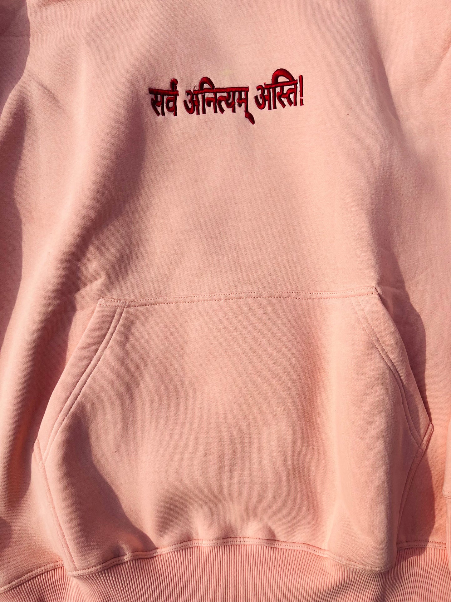 "Passage of Time" Embroidered Peach Hoodie