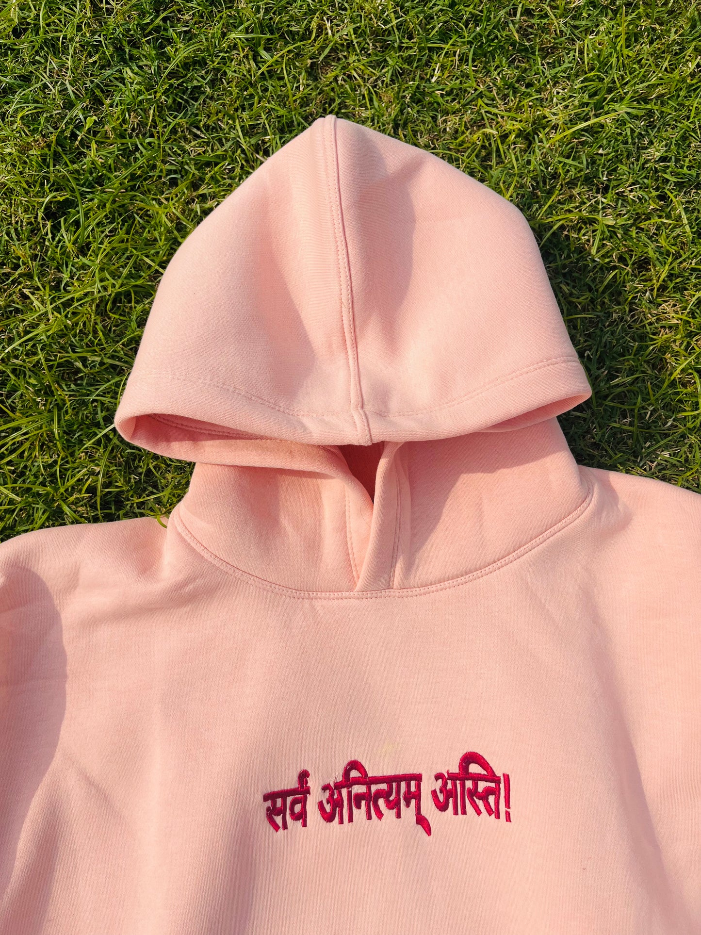 "Passage of Time" Embroidered Peach Hoodie