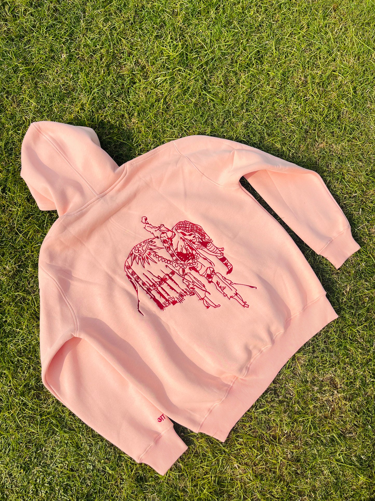 "Passage of Time" Embroidered Peach Hoodie