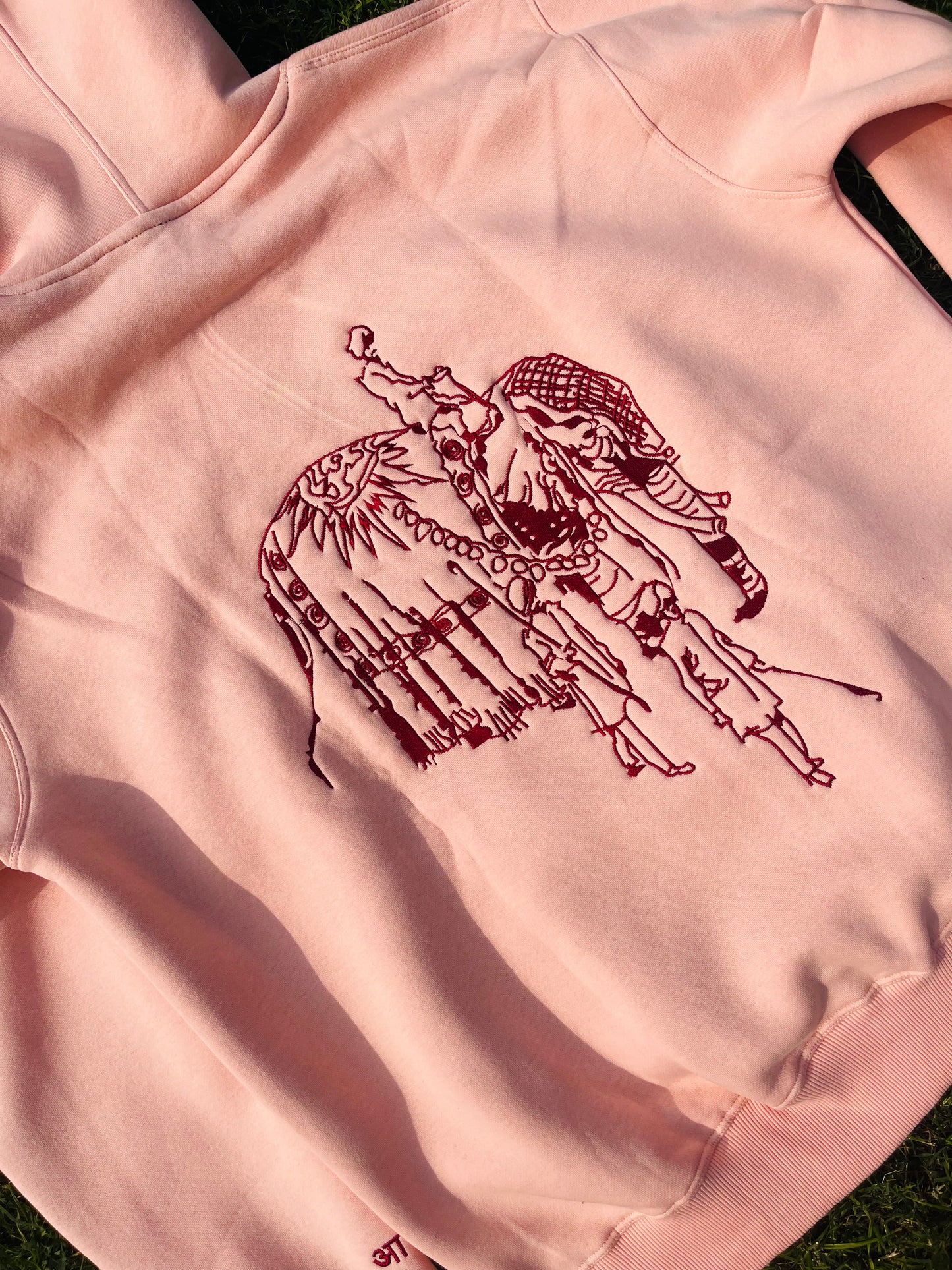 "Passage of Time" Embroidered Peach Hoodie