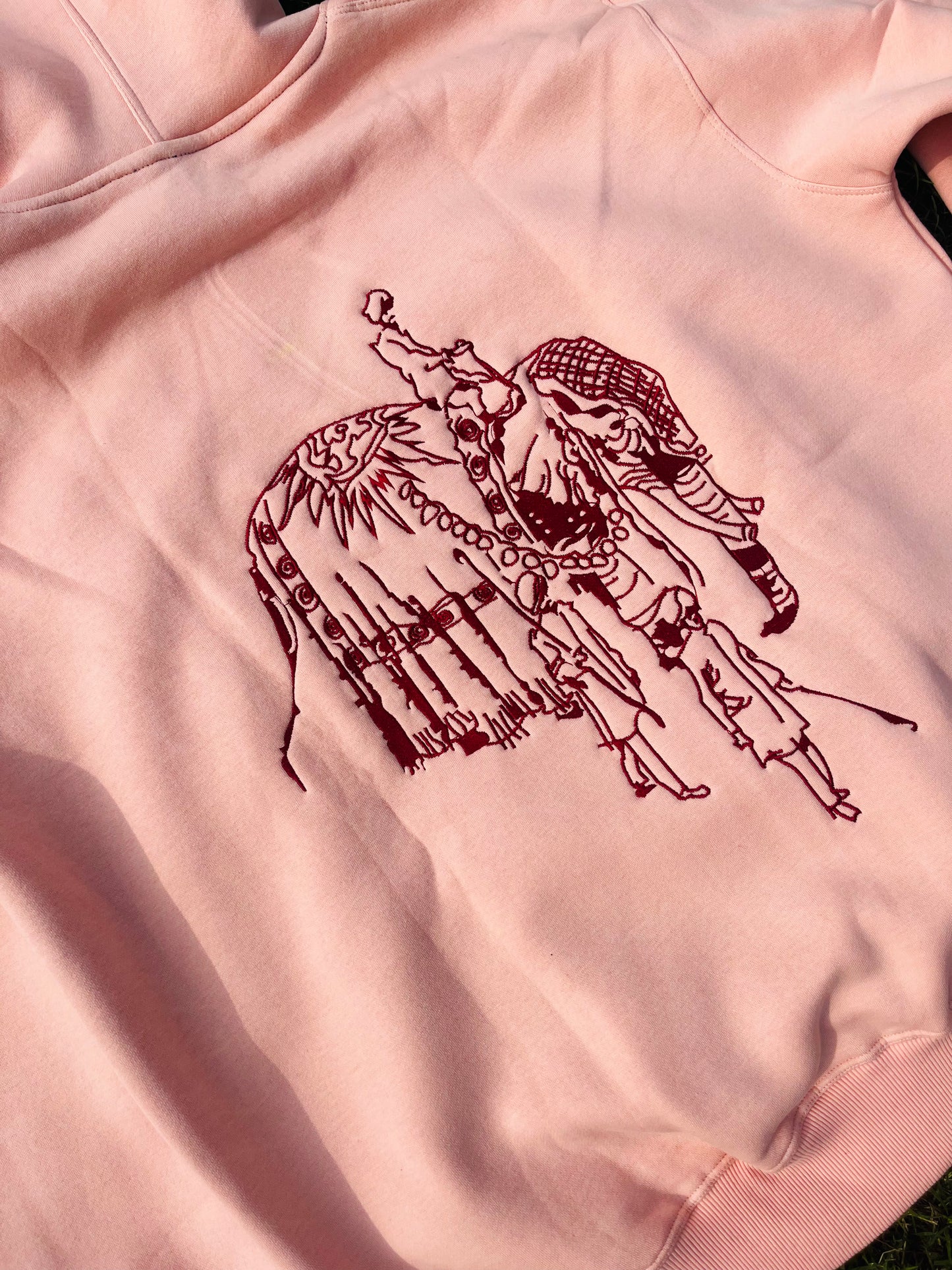 "Passage of Time" Embroidered Peach Hoodie